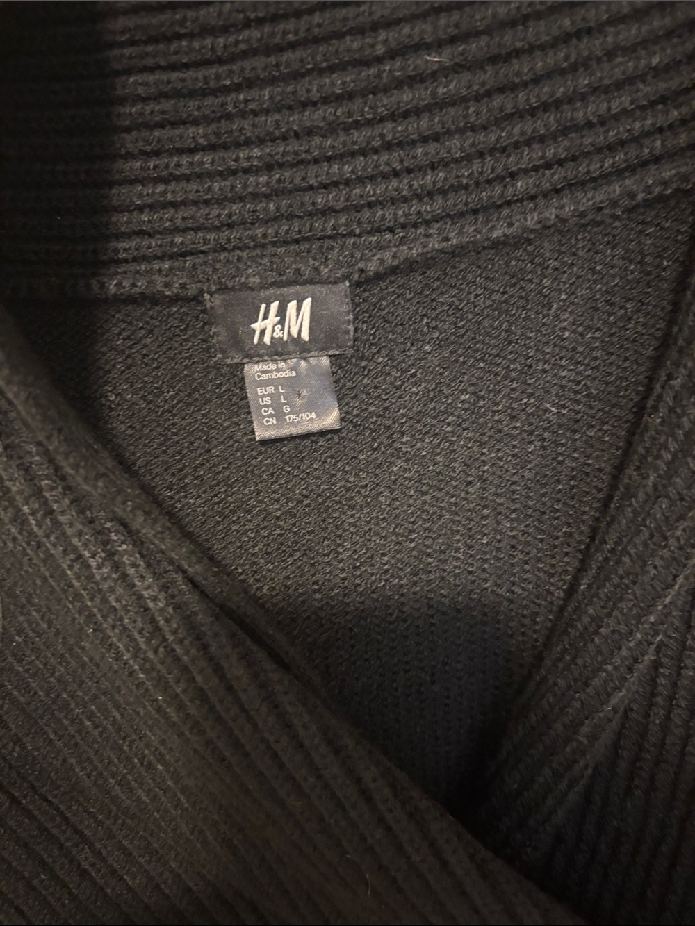 H&M Men's Black V-Neck Ribbed Knit Sweater